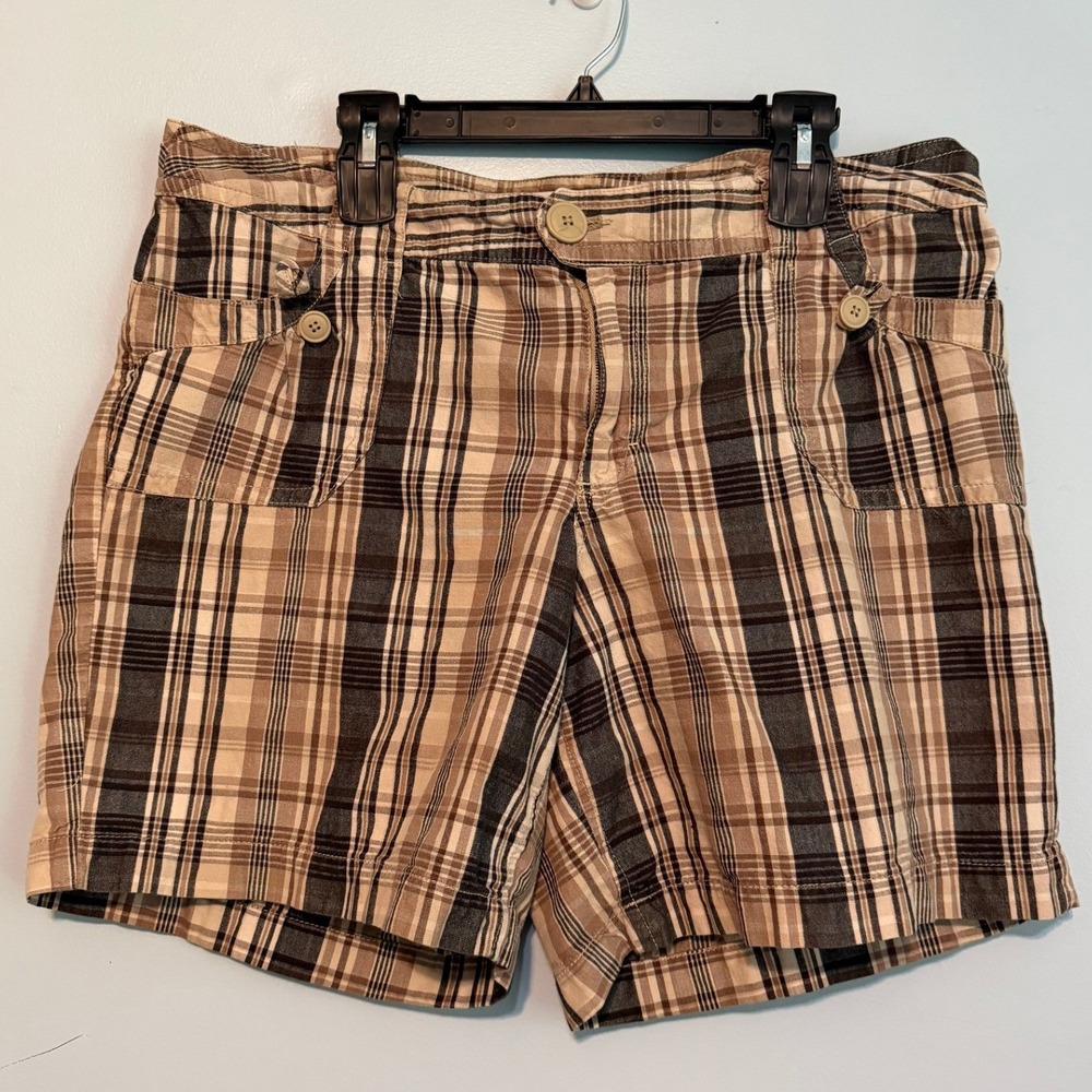 JMS Just My Size Women's 18W Brown Plaid Cotton Shorts Neutral 1883